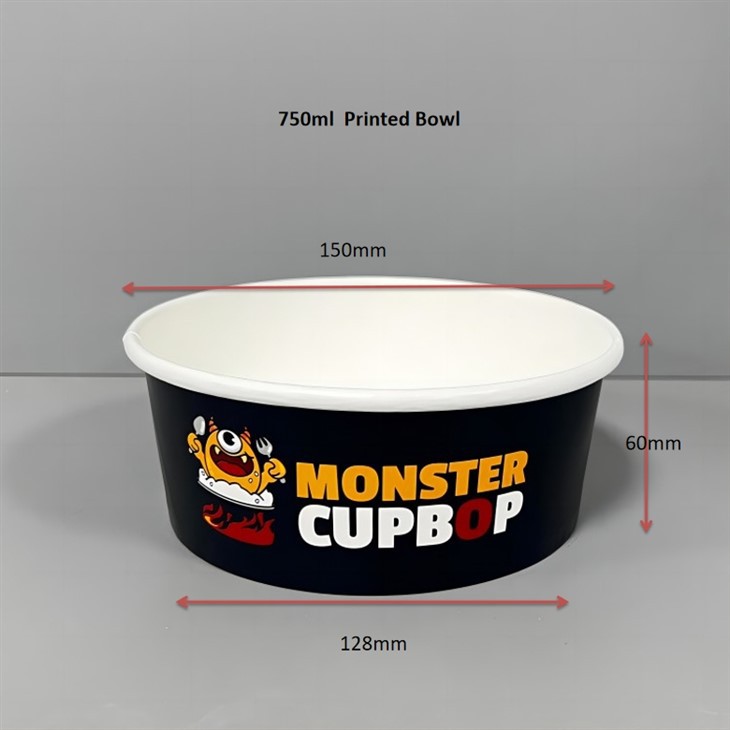 750 ml Kraft Food Bowl med gennemsigtigt låg